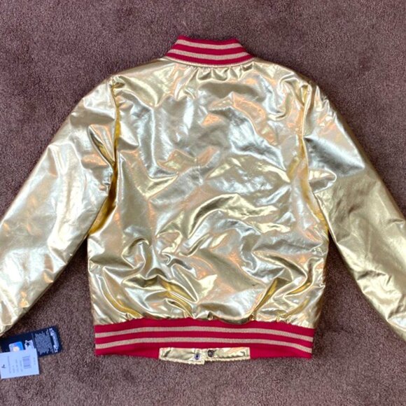Share San Francisco 49ers Woman's 5 Time Super Bowl Jacket STARTER GOLD S M - Picture 9 of 9